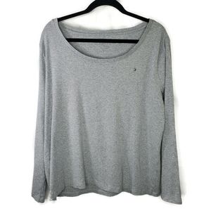 Tommy Hilfiger Women's Gray Boatneck Long Sleeve Cotton Top T-Shirt Size XXL